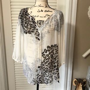 AGB sheer printed blouse NWT